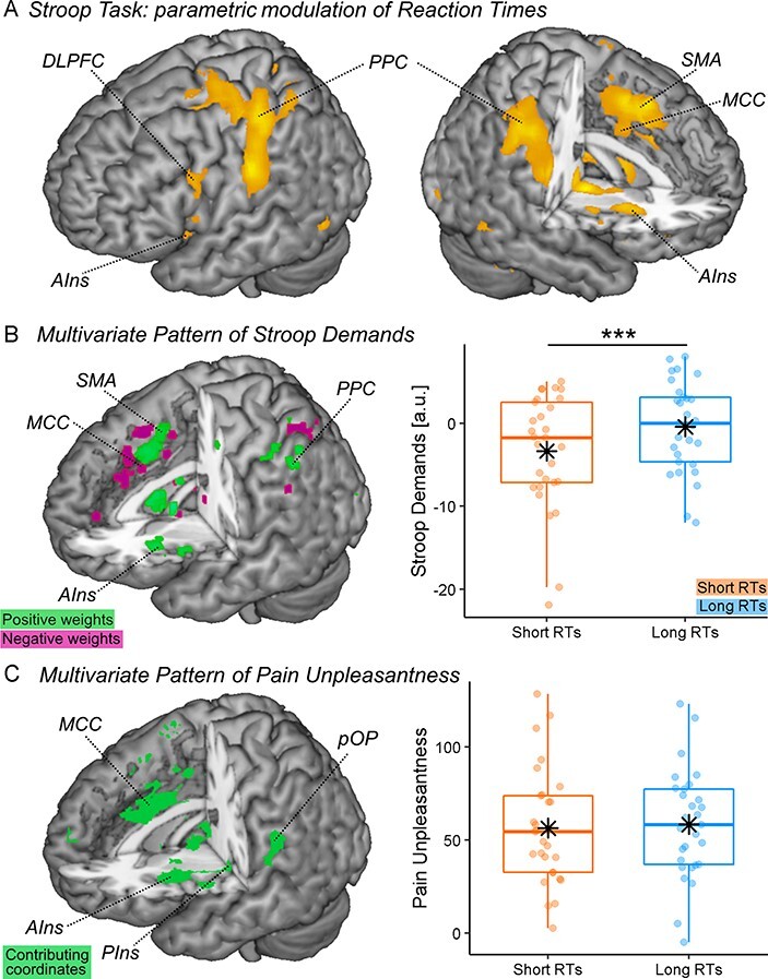 Distraction and cognitive control independently impact parietal and prefrontal response to pain.