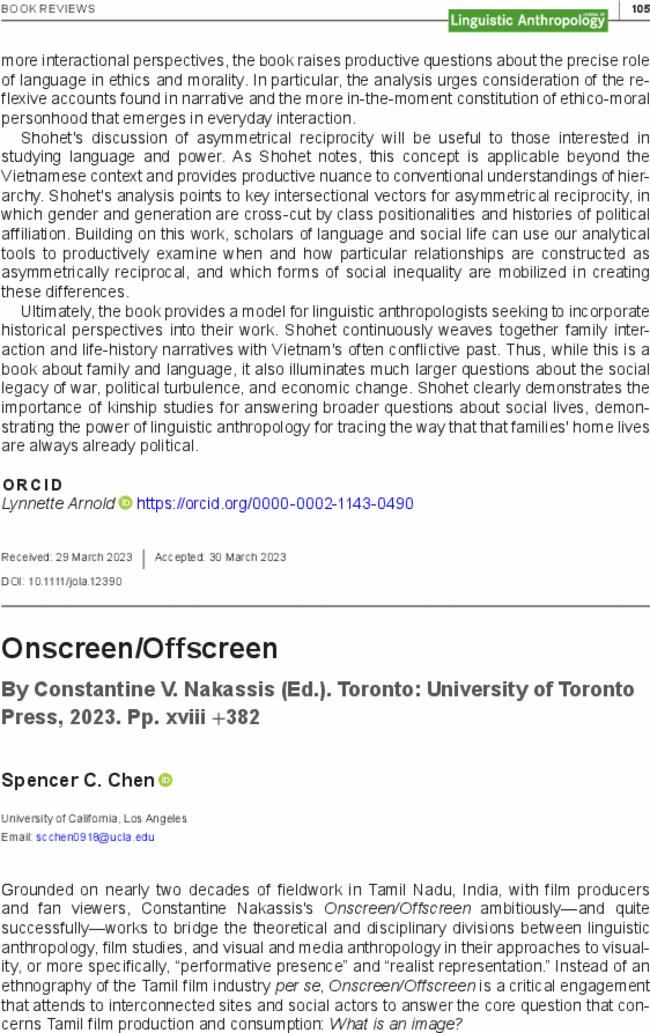 Onscreen/Offscreen By Constantine V. Nakassis (Ed.). Toronto: University of Toronto Press,  2023. Pp.  xviii +382