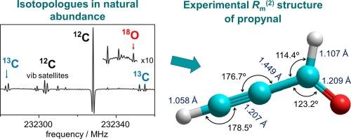 Millimeter wave spectroscopy of propynal isotopologues and structure determination