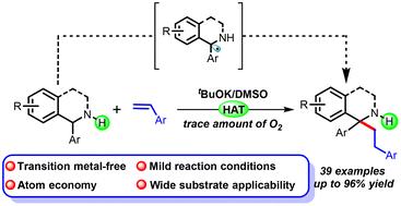 tBuOK/DMSO/O2 catalyzed direct α-C(sp3)–H alkylation with styrenes: productive α-amino radicals for hydroaminoalkylation†