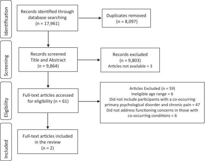 Co-occurring chronic pain and primary psychological disorders in adolescents: A scoping review.