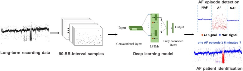 Automatic screening of patients with atrial fibrillation from 24-h Holter recording using deep learning.