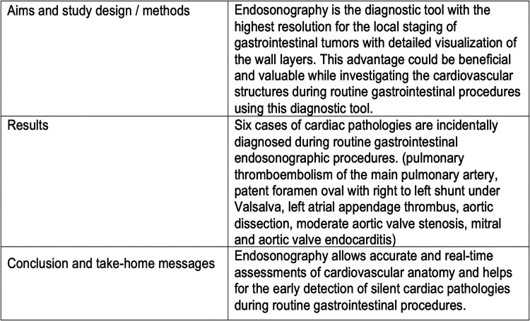 The role of endosonography in cardiology: case series and literature review.