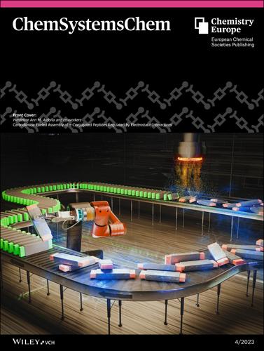 Front Cover: Carbodiimide-Fueled Assembly of π-Conjugated Peptides Regulated by Electrostatic Interactions (ChemSystemsChem 4/2023)