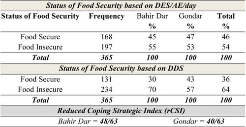 Analysis of food security using various indicators for policy implications: Empirical evidence from the two large cities of Bahir Dar and Gondar, the Amhara region, Ethiopia