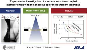 Experimental investigation of a supersonic close-coupled atomizer employing the phase Doppler measurement technique