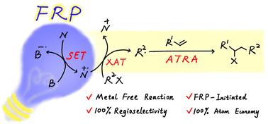 Frustrated-radical-pair-initiated atom transfer radical addition of perfluoroalkyl halides to alkenes†