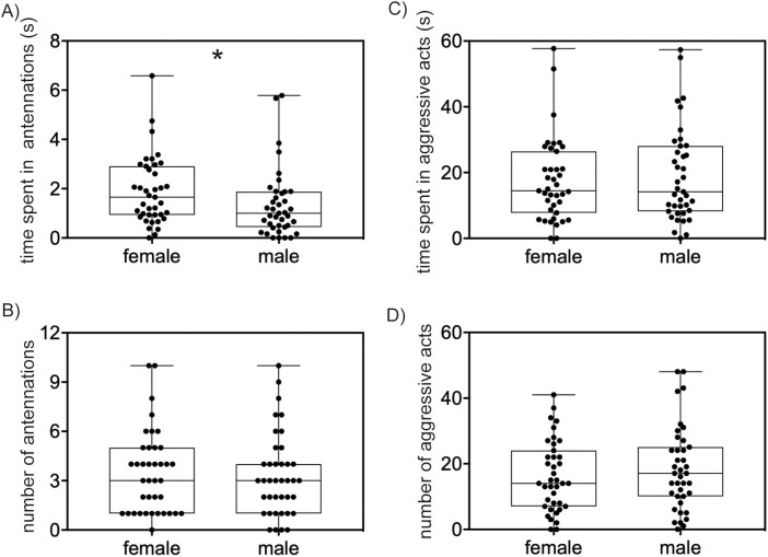 Sex recognition does not modulate aggression toward nest intruders in a paper wasp.