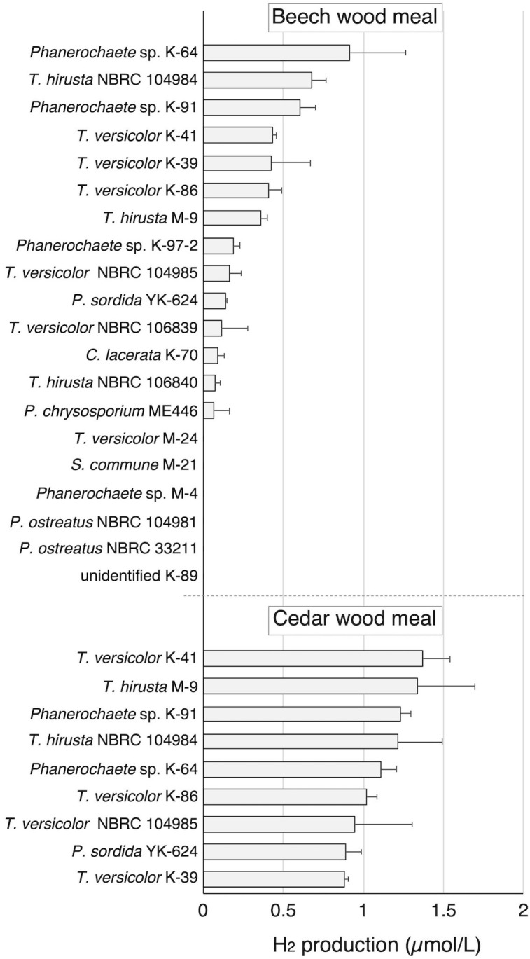 Aerobic H<sub>2</sub> production related to formate metabolism in white-rot fungi.