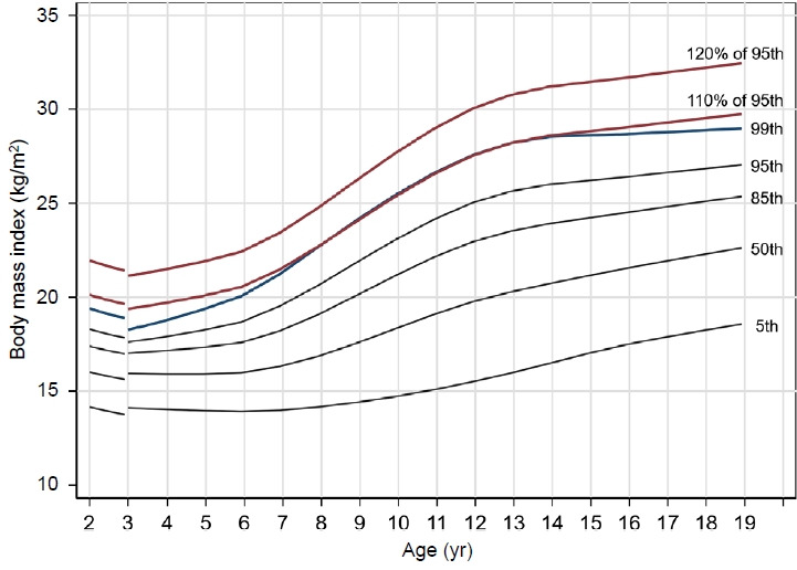 Cutoff values of body mass index for severe obesity in Korean children and adolescents: the 99th percentile versus 120% of the 95th percentile.