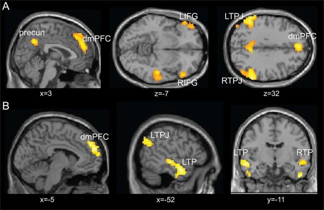 Mentalizing in an economic games context is associated with enhanced activation and connectivity in the left temporoparietal junction.