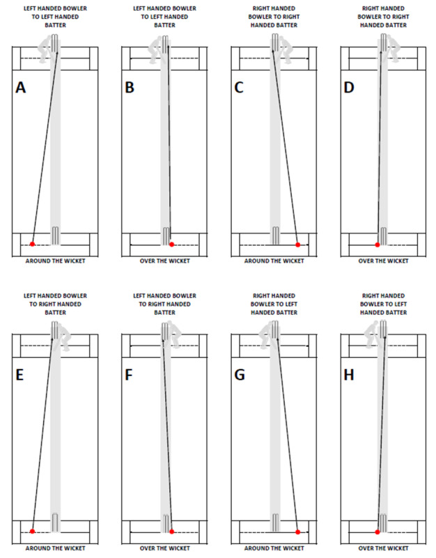 Kinematic differences between left- and right-handed cricket fast bowlers during the bowling action.