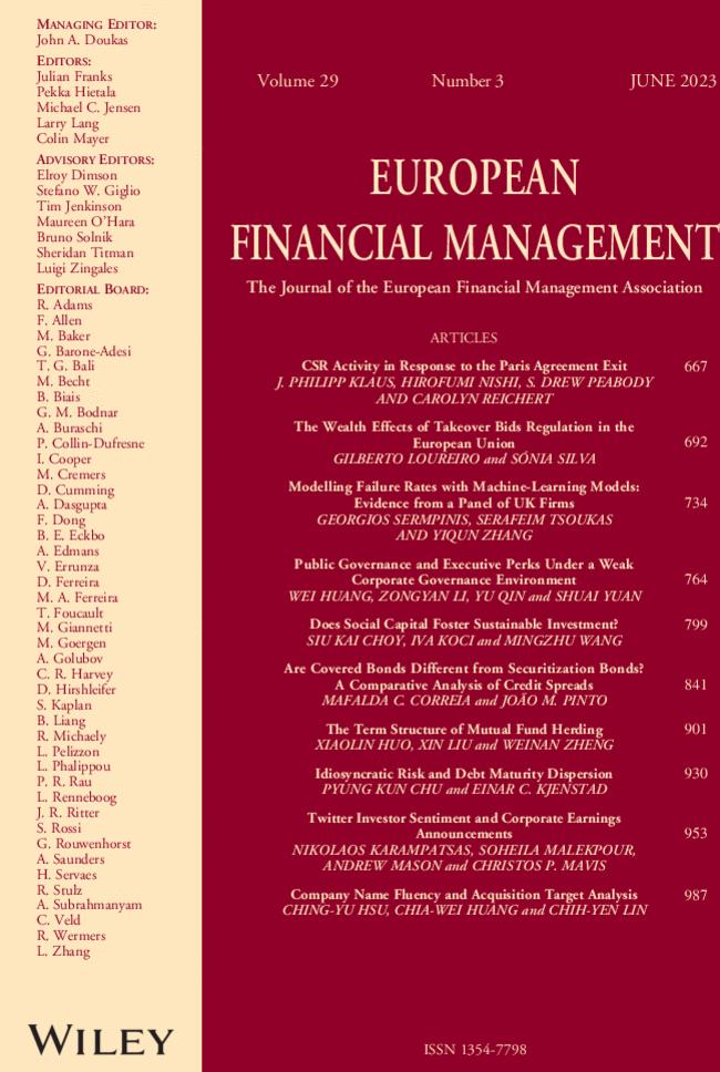 Issue Information: European Financial Management 3/2023