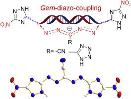 Base-promoted decarboxylative gem-diazo-C-coupling: Synthesis, characterization and performance of nitrotriazolylformazans