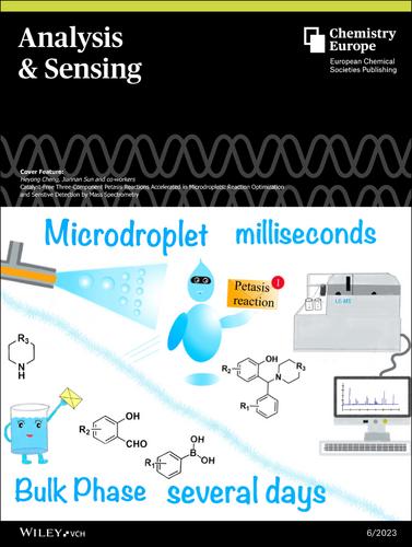 Cover Feature: Catalyst-Free Three-Component Petasis Reactions Accelerated in Microdroplets: Reaction Optimization and Senstive Detection by Mass Spectrometry (Anal. Sens. 6/2023)