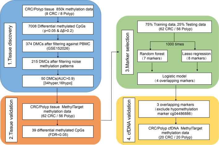 Genome-wide discovery of circulating cell-free DNA methylation biomarkers for colorectal cancer detection.