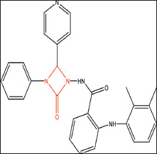 <i>In silico</i> evaluation of binding interaction and ADME study of new 1,3-diazetidin-2-one derivatives with high antiproliferative activity.