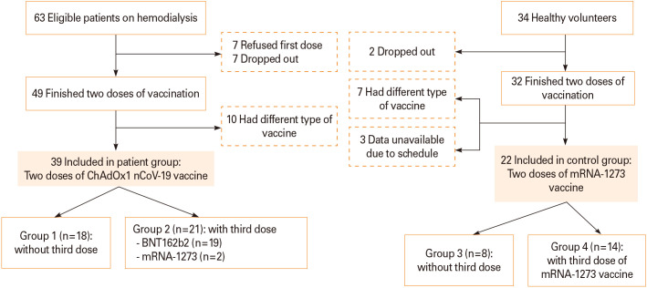 Antibody response to COVID-19 vaccination in patients on chronic hemodialysis.