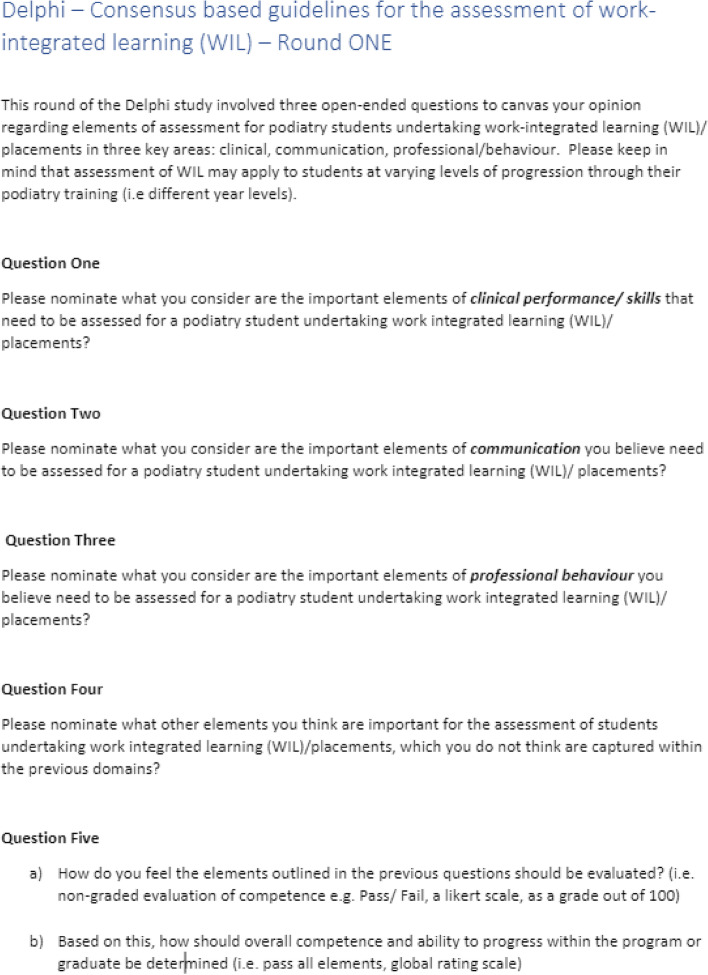 Consensus-based statements for assessing clinical competency in podiatry-related work integrated learning.