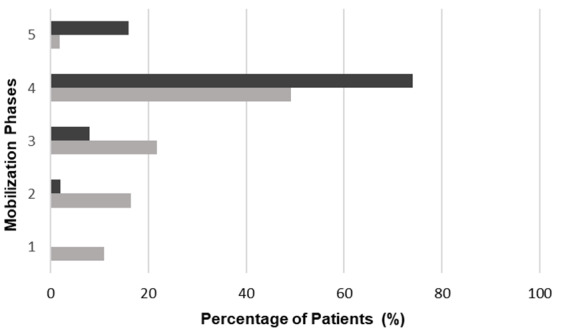 Application of the Perme Score to assess mobility in patients with COVID-19 in inpatient units.