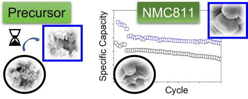 Electrochemical performance optimization of NMC811 through the structure design of its precursor