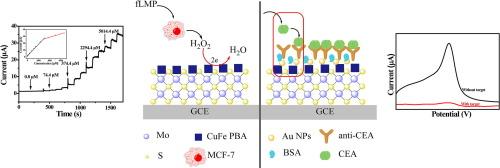 An electrochemical biosensor based on CuFe PBA/MoS2 nanocomposites for stable and sensitive detection of hydrogen peroxide and carcinoembryonic antigen