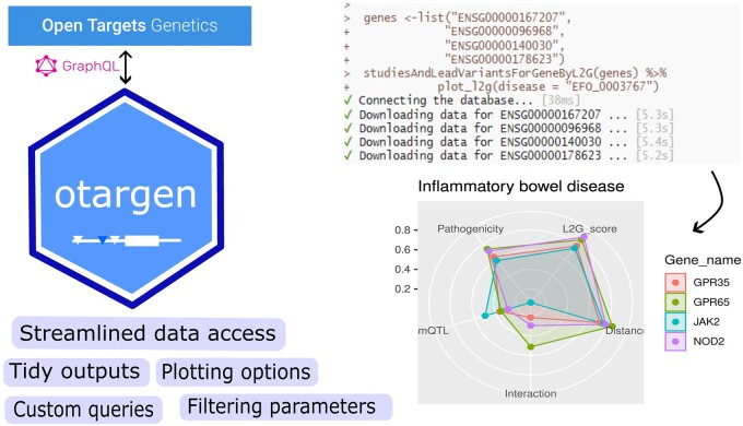 otargen: GraphQL-based R package for tidy data accessing and processing from Open Targets Genetics.