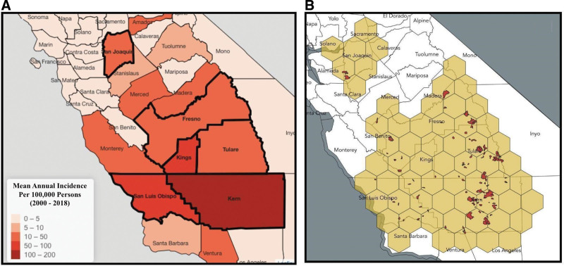 Association between wildfires and coccidioidomycosis incidence in California, 2000-2018: a synthetic control analysis.