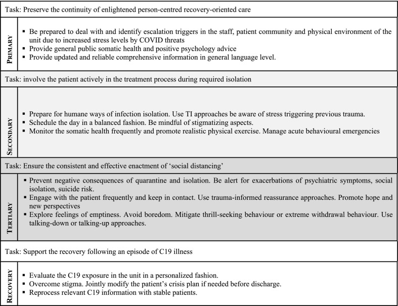 Sustaining a therapeutic environment within mental health in-patient settings during COVID-19. Results of a Delphi study