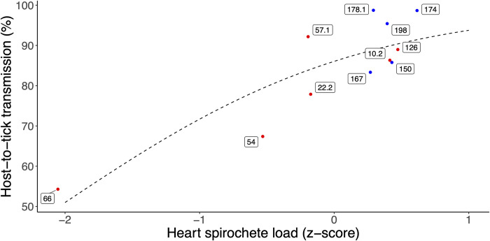 Variation among strains of Borrelia burgdorferi in host tissue abundance and lifetime transmission determine the population strain structure in nature.