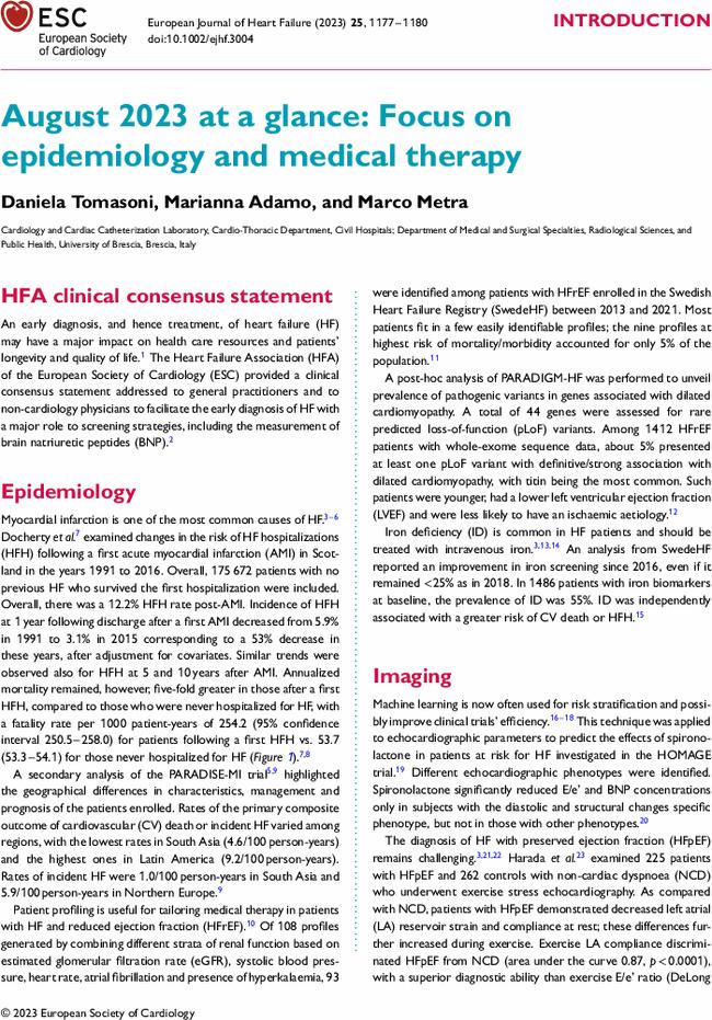 August 2023 at a glance: Focus on epidemiology and medical therapy