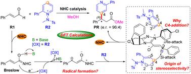 NHC-catalyzed enantioselective radical reactions of enal and pyridinium salt: mechanism and origin of regio- and stereoselectivities†