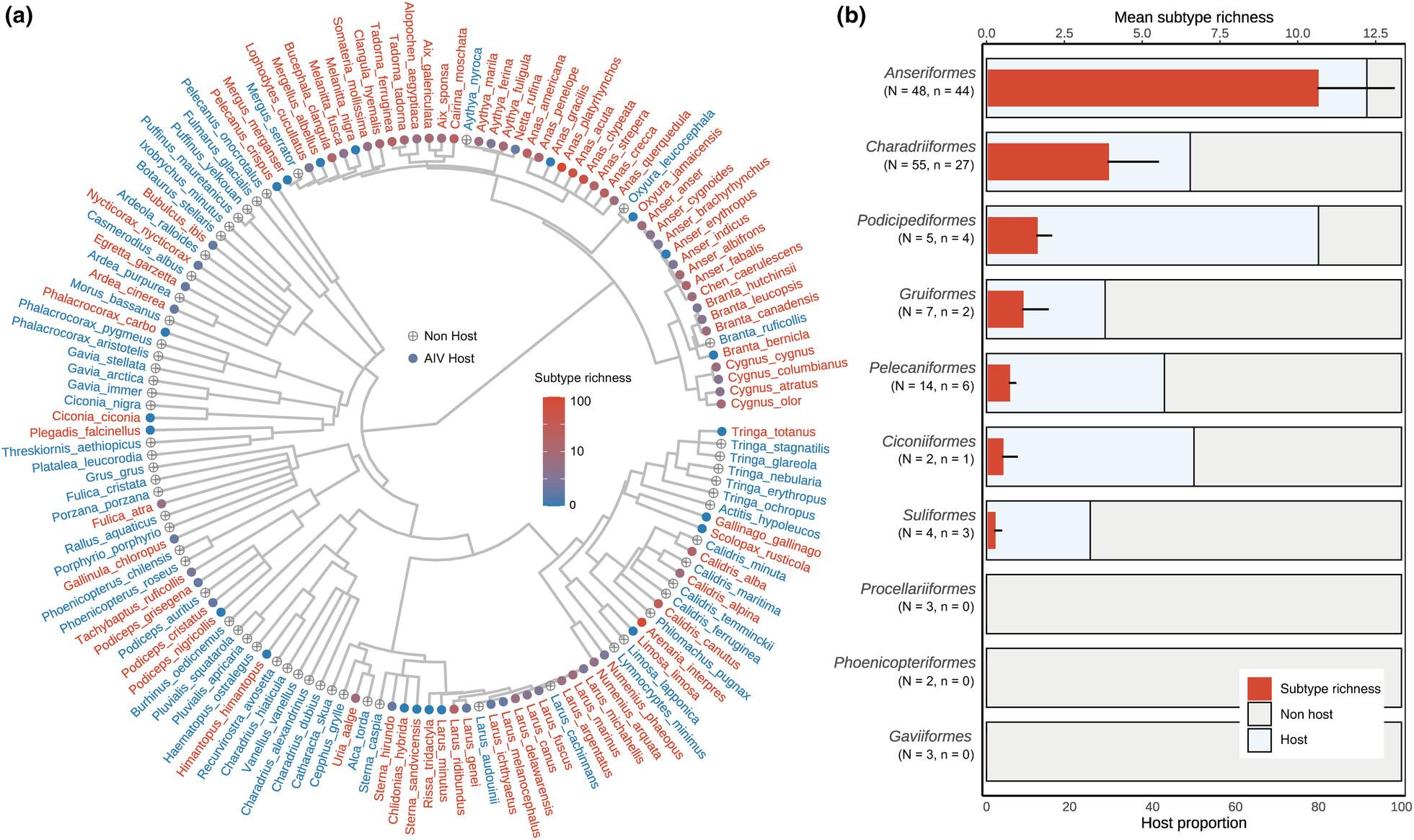 Functional traits explain waterbirds' host status, subtype richness, and community-level infection risk for avian influenza