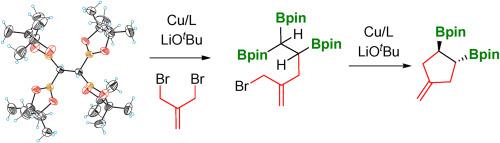 The seriatim Cu(I) activation of 1,1,1′,1′-tetrapinacolborylethane to prospective ring closing