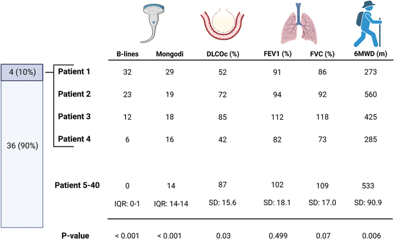 Thoracic ultrasonographic and clinical findings at 12-month follow-up of patients admitted with COVID-19.