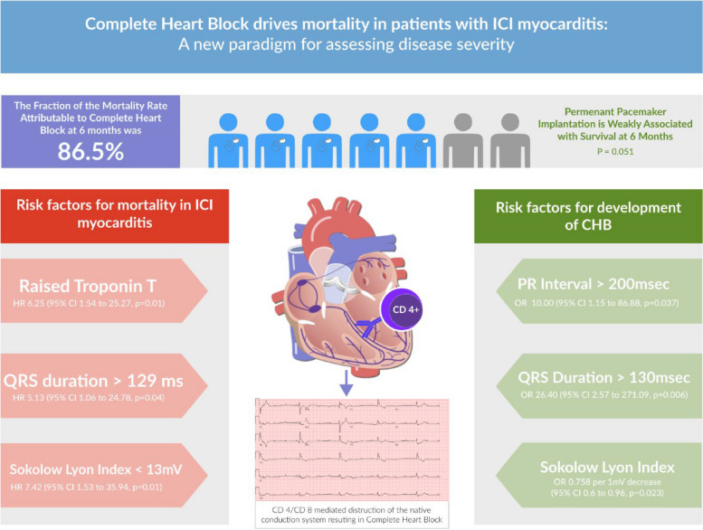 Complete heart block is a significant predictor of mortality in immune checkpoint inhibitor myocarditis.