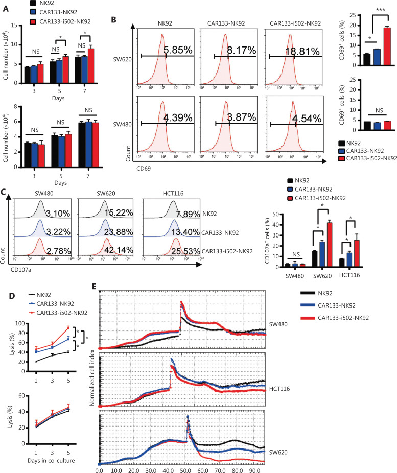 The inducible secreting TLR5 agonist, CBLB502, enhances the anti-tumor activity of CAR133-NK92 cells in colorectal cancer.