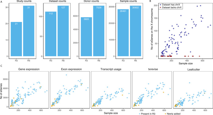 eQTL Catalogue 2023: New datasets, X chromosome QTLs, and improved detection and visualisation of transcript-level QTLs.