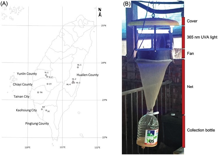 Occurrence and surveillance of Taiwanese bovine arboviruses using hematophagous insects in dairy farms during 2012-2019.