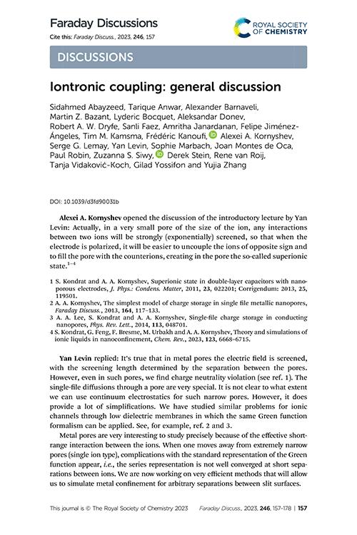 Iontronic coupling: general discussion