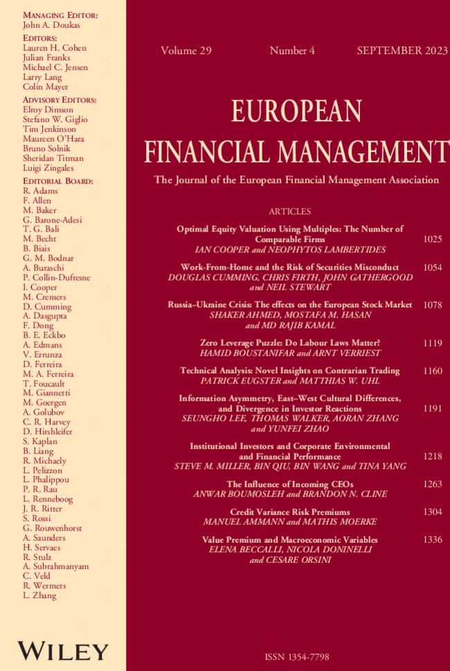 Issue Information: European Financial Management 4/2023