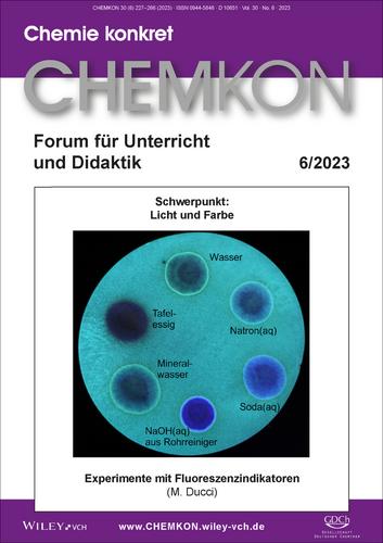 Titelbild: Experimente mit Fluoreszenzindikatoren (CHEMKON 6/2023)