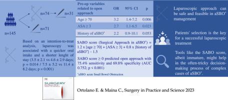 “Choice of surgical approach for the treatment of acute small bowel obstruction: A retrospective analysis from a high-volume single center in Milan, Northern Italy”