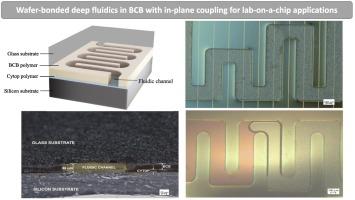 Wafer-bonded deep fluidics in BCB with in-plane coupling for lab-on-a-chip applications