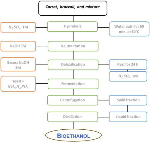 Synthesis of bioethanol from mixed vegetable wastes: Experimental methodology and characterization