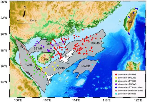 A database of detrital zircon U–Pb ages and Lu–Hf isotope of sediments in the South China Sea