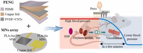 A self-powered controllable microneedle drug delivery system for rapid blood pressure reduction