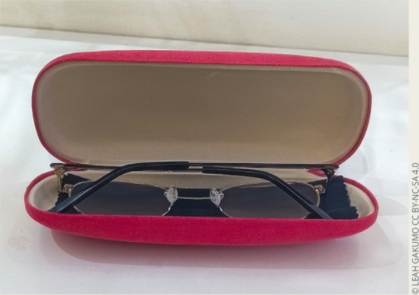 Talking to patients about their new spectacles.