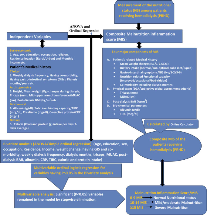 Factors associated with the malnutrition inflammation score (MIS) among hemodialysis patients in Dhaka city: a cross-sectional study in tertiary care hospitals.