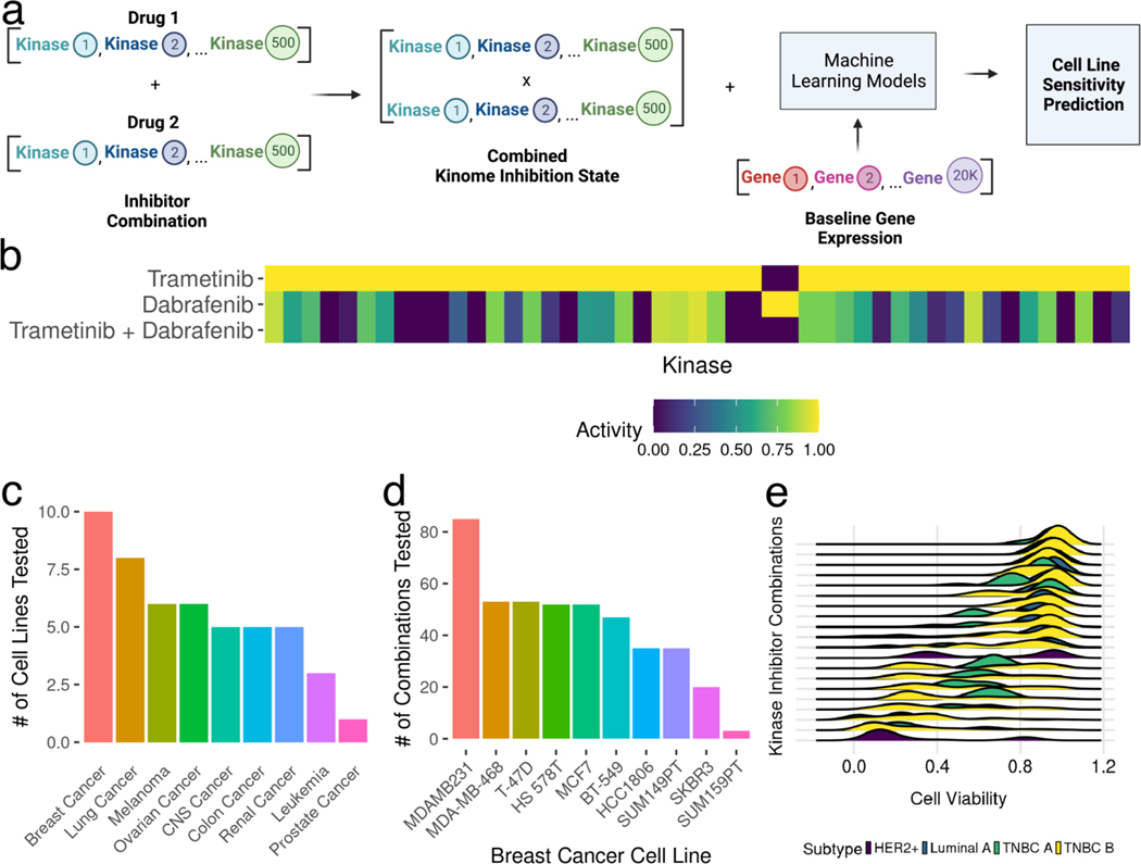 Combined kinome inhibition states are predictive of cancer cell line sensitivity to kinase inhibitor combination therapies.